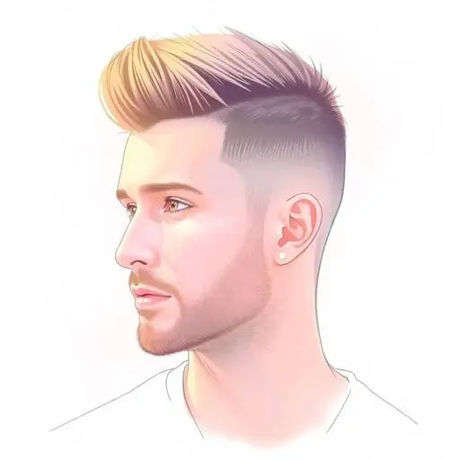 A stylish MEN HAIRSTYLES UNDERCUT featuring a short back and sides with a voluminous textured top. The hair is light brown, showcasing a modern fade.