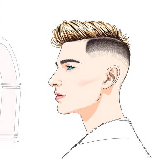 A drawing of a man with a mohawk undercut, showcasing men’s hairstyles undercut.