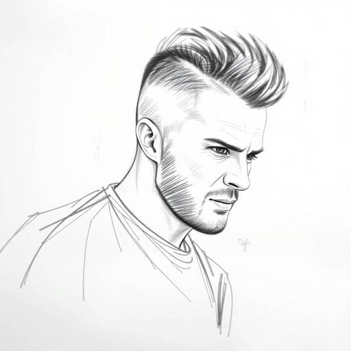 A drawing of a man with a mohawk, featuring a men’s hairstyle with an undercut.