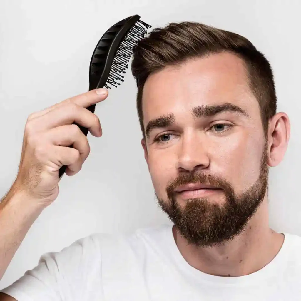 a man with a beard and a comb in his hand