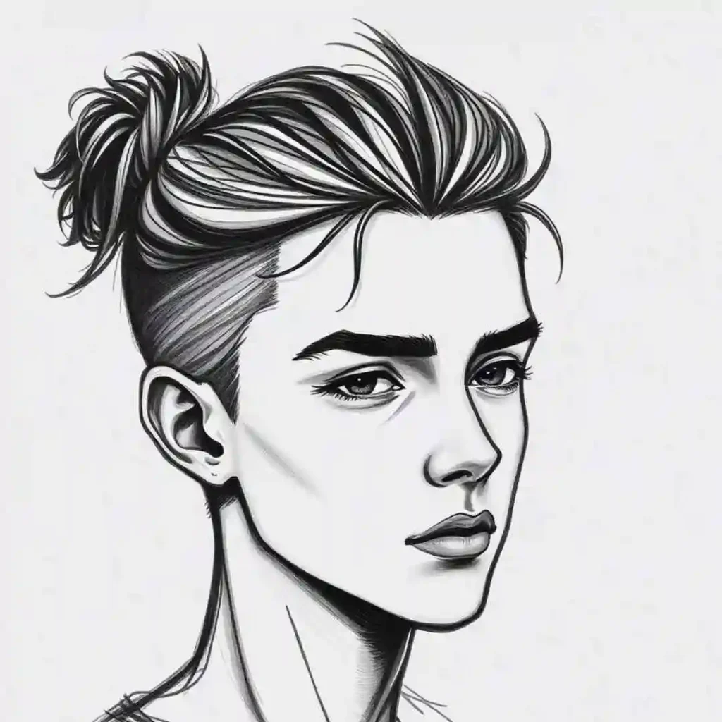 Illustration of a person with a stylish swept-back hairstyle.