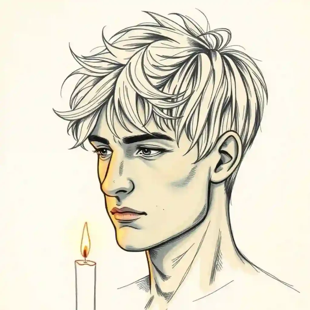 a young man holding a candle