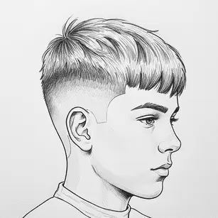 Side view of a hairstyle featuring short, textured layers on top and a faded undercut, showcasing clean lines and volume—an on-trend choice among popular teenage guy haircuts.