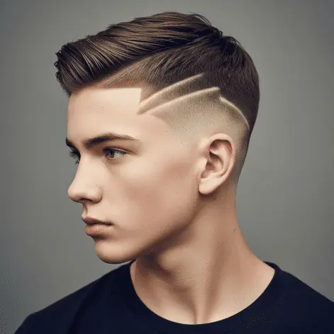 A stylish example of teenage guy haircuts, featuring a fade on the sides and textured, voluminous hair on top.