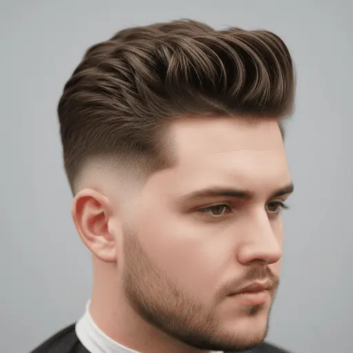 A stylish example of men hairstyles for round face, featuring voluminous, wavy hair on top and a clean, faded undercut for a modern and trendy look.