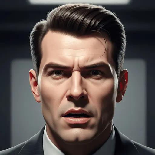 A well-groomed individual with a modern variation of Edgar haircuts for men, featuring slicked-back hair and dressed in formal attire, standing against a softly lit background.