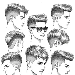 A grid of nine hairstyles displayed from various angles, showcasing different cuts and styles for inspiration, specifically highlighting popular teenage boy haircuts.