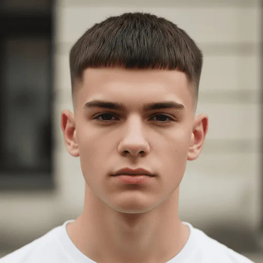 Ultimate Guide to Men's Hairstyles for Straight Hair in 2025 5 A young man with short, textured straight hair stands outdoors, showcasing a trendy look for young men hairstyles straight hair, wearing a white t-shirt against a neutral-colored wall.