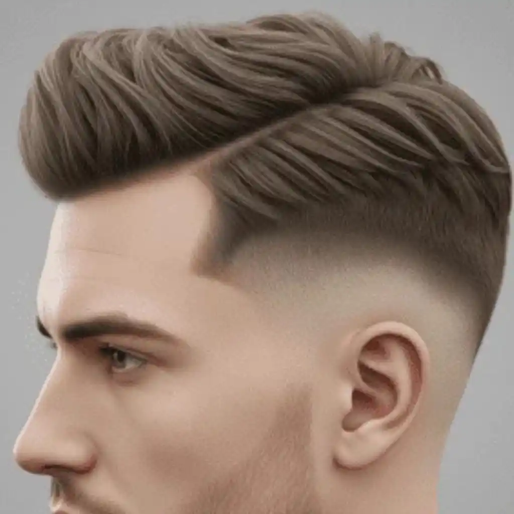 Trendy 16 Men Hairstyles Long Face 7 A side view of a stylish men's haircut featuring textured, wavy hair on top and a faded undercut, showcasing modern grooming trends and perfectly suited for men hairstyles long face.
