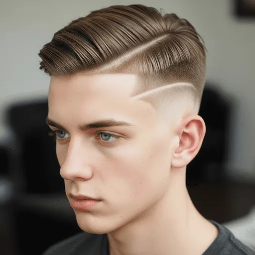 Ultimate Guide to Men's Hairstyles for Straight Hair in 2025 8 A close-up of a stylish, modern haircut showcasing Young Men Hairstyles Straight Hair, featuring a slicked-back top and a low fade on the sides.