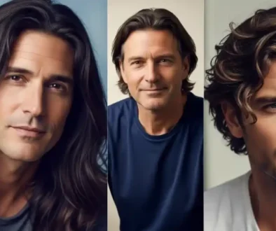 Three individuals with diverse hairstyles, standing together, each wearing casual t-shirts, against a subtle, neutral backdrop, representing the essential steps to every men's hairstyle.