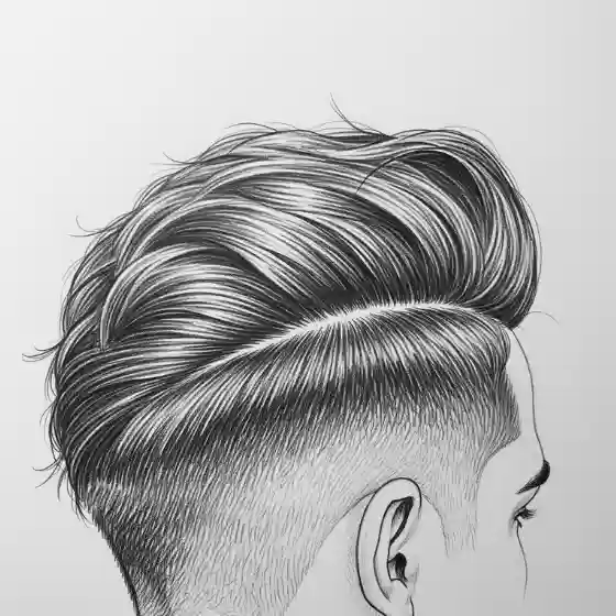 24 Stylish Side Parted Men Hairstyles 5 Side view of a stylish haircut featuring a textured top and faded sides. This look is a classic example of side parted mens hairstyles, with hair slicked back and a defined side part.