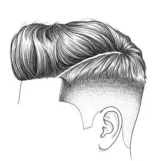16 Best Hairstyles for Men with Fine Hair - Outstanding & Stylish 8 Drawing of a side profile haircut, featuring a smooth undercut and voluminous, textured top—an ideal example of modern hairstyles for men with fine hair that conveys a sleek appearance.