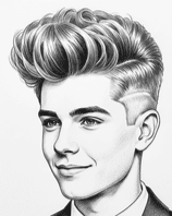 Illustration of a young man sporting a fluffy pompadour mohawk