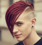 A man with striking red hair in a Braided Style with Short Sides