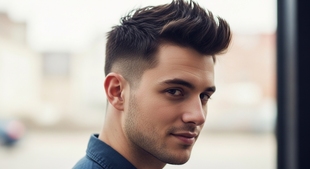 Faux Hawk Haircuts for Men Complete Guide to 32 Fresh Styles 1 A man with a short haircut, styled in a faux hawk