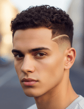 A young man with a high-fade haircut and textured top