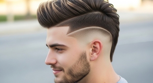 Ombre Faux Hawk with Hard Part Haircut For Men