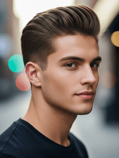 A young man with a Swept Over Fringe hairstyle