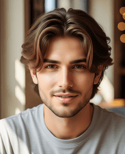 young man with a Temple Fade with Forward Sweep hairstyle