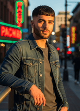 young man with a Faux‑Hawk Caesar hairstyle