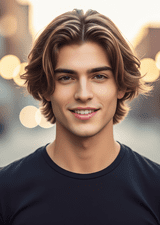 young man with a Soft Curly Quiff hairstyle