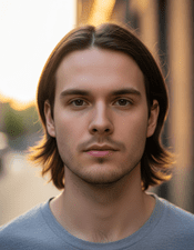 young man with a Middle Parting hairstyle