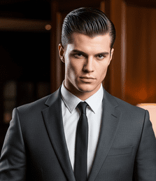 young man with a Slicked‑Back Wet Look hairstyle