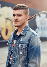 young man with a Rat Tail hairstyle