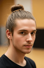 young man with a Man Bun hairstyle
