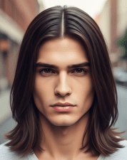 young man with a Long Straight Center Part hairstyle