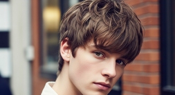 The Mod Haircut for Men- 24 On-trend Hairstyles for Modern Men 5 A young man with a short Mod haircut looks off to the side, showcasing a stylish 90s aesthetic.