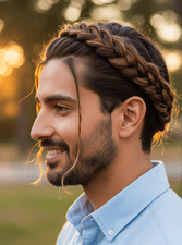 A Men Halo Braid Wrap hairstyle