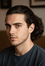 young man with a Full Wet Look With Heavy Gel hairstyle