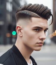 young man with a Heavy, Low Ponytail hairstyle