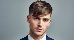 The Mod Haircut for Men- 24 On-trend Hairstyles for Modern Men 6 A man dressed in a suit and tie, showcasing a mod haircut, gazing to the side with a contemplative expression.