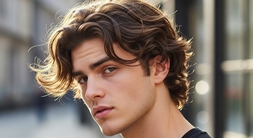 The Mod Haircut for Men- 24 On-trend Hairstyles for Modern Men 7 A young man with long, curly hair in a wavy style, representing a fashionable mod haircut for contemporary men.