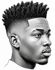 A man with a twisted top haircut and a beard, featuring a tapered style, stands confidently.
