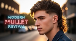 The Mod Haircut for Men- 24 On-trend Hairstyles for Modern Men 8 Modern Mullet Revival" book cover showcasing a trendy mullet hairstyle for men.