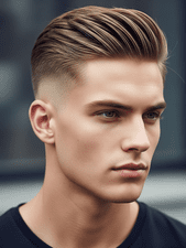 A man sporting a faux hawk and a dark shirt, representing a trendy hairstyle for men with thin hair